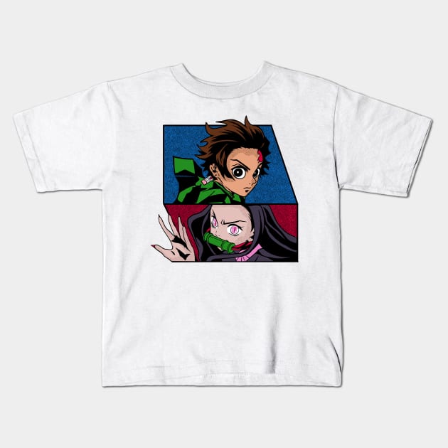 two demon slayer brothers and sisters Kids T-Shirt by feringrh